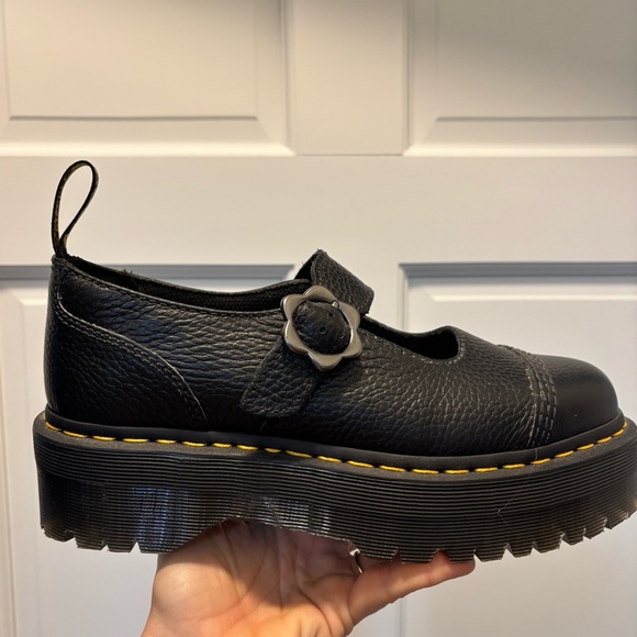 Dr. Martens Addina Flower Buckle Leather Platform Shoes - Picture 5 of 6